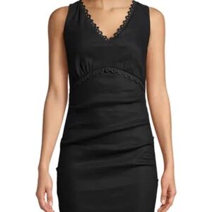 New Nicole Miller v-neck linen blend black midi dress size 10 Fabric: 55% Linen